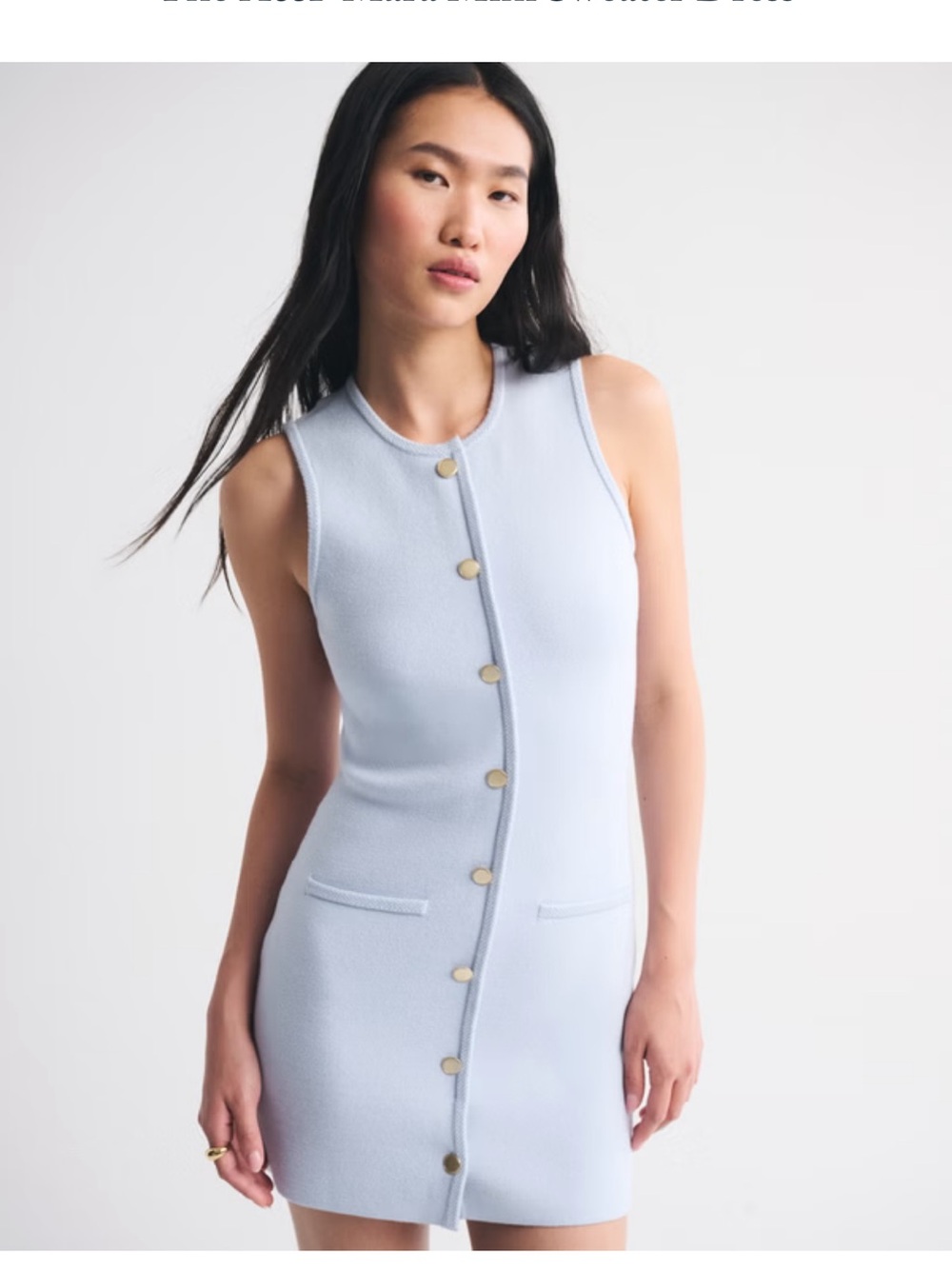 Abercrombie & Fitch Sleeveless Pale Blue Button-Front Mini Dress